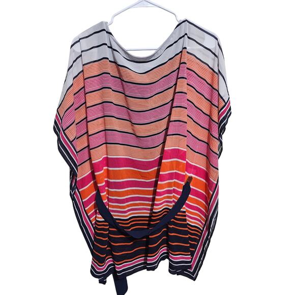 Michael Michael Kors Blouse Womens Striped Belted Batwing Sleeve Top L/XL (916) - Picture 2 of 7